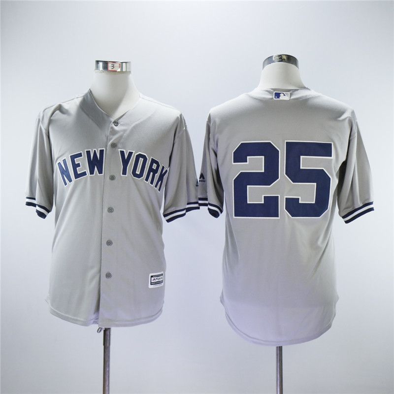 Men New York Yankees 25 No name Grey MLB Jerseys